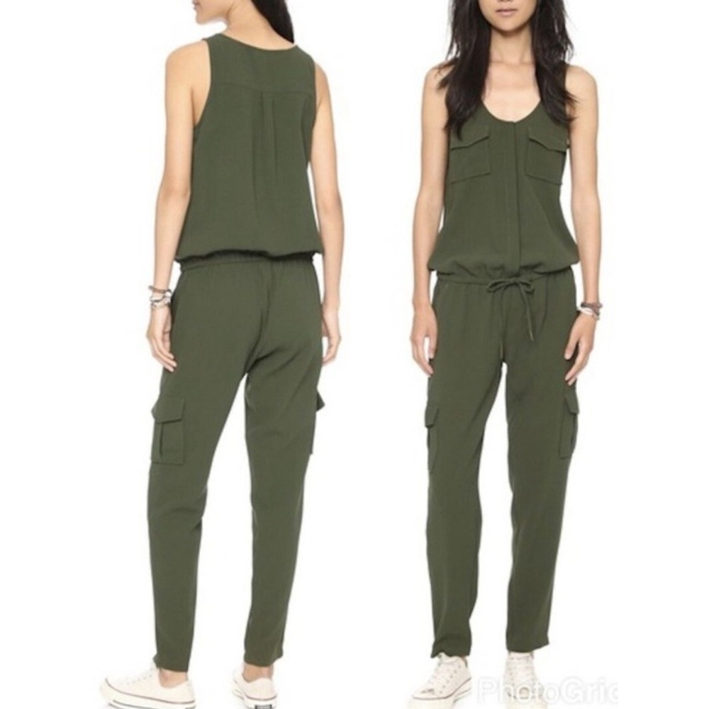 Joie Vernay Olive Green‎ Sleeveless Utility Cargo Jumpsuit Women's Size XS